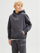 JORNORREBRO EMB SWEAT HOOD JNR - ASPHALT