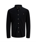 JPRBLUBLAKE PIQUE DETAIL L/S SHIRT JNR - BLACK