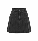 VINUS HW SHORT DENIM SKATER SKIRT - DARK GREY DENIM