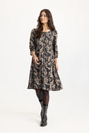 LUCETTE DRESS 3/4 SLEEVES - BROWN