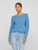VIDALO O-NECK L/S KNIT TOP BLISSFUL BLUE
