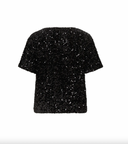 VIFAITH O-NECK S/S SEQUIN TOP - BLACK BEAUTY