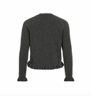 VIJACIA O-NECK L/S FRILL KNIT CARDIGAN - MEDIUM GREY/MELANGE