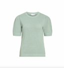 VIDALO O-NECK S/S KNIT TOP - BLUE SURF