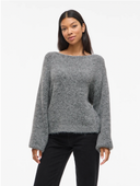 VIMARLEY L/S KNIT PULLOVER - MEDIUM GREY MELANGE