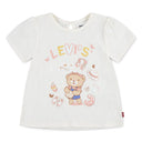 LVG LIV SS SMOCKED SLV TEE GARDENIA