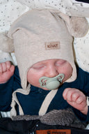 KNYTELUE BOMULL BEIGE M/LOGO