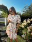 VIALINIA BOATNECK 2/4 SHORT DRESS SNOW WHITE FLOWER MIX