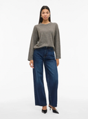 VILIGA L/S O-NECK KNIT TOP - FALCON/MELANGE