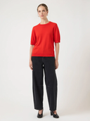 YASLENA SS KNIT PULLOVER - FIERY RED