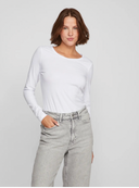 VINORA L/S O-NECK TOP - BRIGHT WHITE
