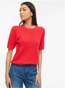 VIDALO O-NECK S/S KNIT TOP - HIBISCUS