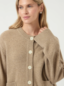 YASNOLA WOOL LS.KNIT CARDIGAN - OAT MILK/MELANGE