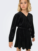KOGVELLA L/S O-NECK VELVET DRESS JRS BLACK/STUDS