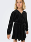 KOGVELLA L/S O-NECK VELVET DRESS JRS - BLACK/STUDS