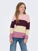 KOGSANDY L/S STRIPE PULLOVER KNT MAUVE WINE/CHALK PINK