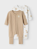 NBNNIGHTSUIT 2P ZIP FF OXFORD BEAR OXFORD TAN