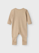 NBNNIGHTSUIT 2P ZIP FF OXFORD BEAR OXFORD TAN