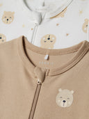 NBNNIGHTSUIT 2P ZIP FF OXFORD BEAR OXFORD TAN