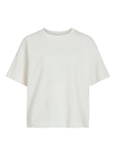 VIMONIE FLOWER EMB S/S  O-NECK SNOW WHITE EMB WHITE FLOWERS