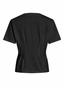 VIMONIE PLEAT O-NECK S/S TOP - BLACK BEAUTY