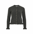 VIJACIA O-NECK L/S FRILL KNIT CARDIGAN - MEDIUM GREY/MELANGE