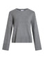VICASSIE O-NECK L/S KNIT TOP - MEDIUM GREY MELANGE