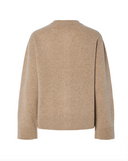 YASNOLA WOOL LS.KNIT CARDIGAN - OAT MILK/MELANGE
