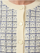 YASLIVIA LS SHORT KNIT CARDIGAN BIRCH/DAZZLING BLUE