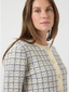 YASLIVIA LS SHORT KNIT CARDIGAN - BIRCH/DAZZLING BLUE