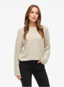 VILIGA L/S O-NECK KNIT TOP - BIRCH/MELANGE