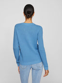 VIDALO O-NECK L/S KNIT TOP BLISSFUL BLUE