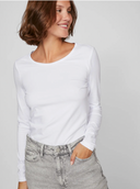 VINORA L/S O-NECK TOP - BRIGHT WHITE