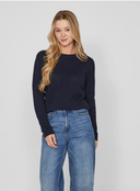 VIDALO O-NECK L/S KNIT TOP - NAVY BLAZER