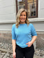 VIRIL 2/4 SLEEVE O-NECK KNIT TOP - BLISSFUL BLUE/LIGHT MELANGE