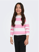 KOGFRANCA LIFE SHORT L/S STRIPE KNT - CLOUD DANCER/WIDE STRIPE ROMANCE ROSE