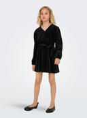 KOGVELLA L/S O-NECK VELVET DRESS JRS BLACK/STUDS