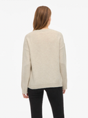 VILIGA L/S O-NECK KNIT TOP - BIRCH/MELANGE