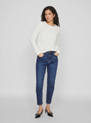 VIDALO O-NECK L/S KNIT TOP - WHITE ALYSSUM