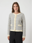 YASLIVIA LS SHORT KNIT CARDIGAN - BIRCH/DAZZLING BLUE