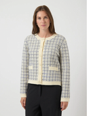 YASLIVIA LS SHORT KNIT CARDIGAN BIRCH/DAZZLING BLUE