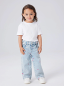 NMFROSE WIDE EMB JEANS 2633 - LIGHT BLUE BLEACHED