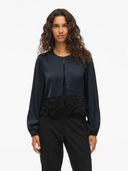 VIVEER O-NECK L/S CARDIGAN - BLACK BEAUTY