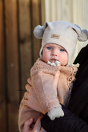 KNYTELUE BOMULL BEIGE M/LOGO