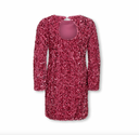KOGCONFIDENCE LIFE L/S SEQ FLRD DRESS JRS - ROSE WINE