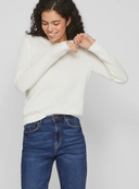 VIDALO O-NECK L/S KNIT TOP - WHITE ALYSSUM