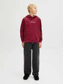 JORNORREBRO EMB SWEAT HOOD JNR - TIBETAN RED