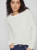 VIDALO O-NECK L/S KNIT TOP - WHITE ALYSSUM