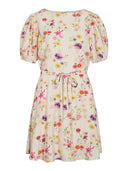 VIALINIA BOATNECK 2/4 SHORT DRESS SNOW WHITE FLOWER MIX