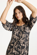 LUCETTE DRESS 3/4 SLEEVES - BROWN